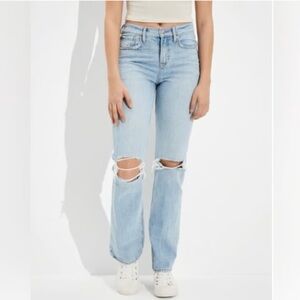 American Eagle Size 4 90s Bootcut Women’s Jeans Light Wash Distressed